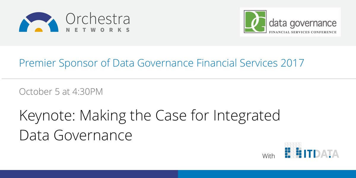 orchestramdm's tweet photo. Join us today at #DGFS for a joint keynote with @itidata - Making the Case for Integrated Data Governance - 4:30PM https://t.co/FJrWqt85G5