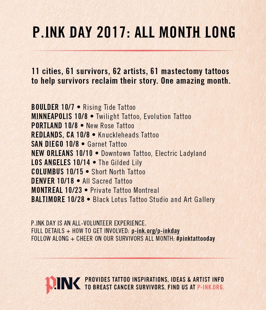 WOW: after this month #pinktattooday will have helped 230 #breastcancer survivors heal with #tattoos. Get the deets: p-ink.org/p-inkday