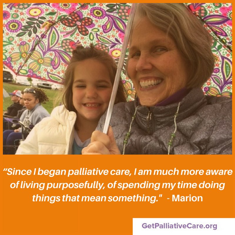 Listen in as Marion shares how she is able to live well with serious illness. Here is her #palliative story: bit.ly/2fOOGoI.