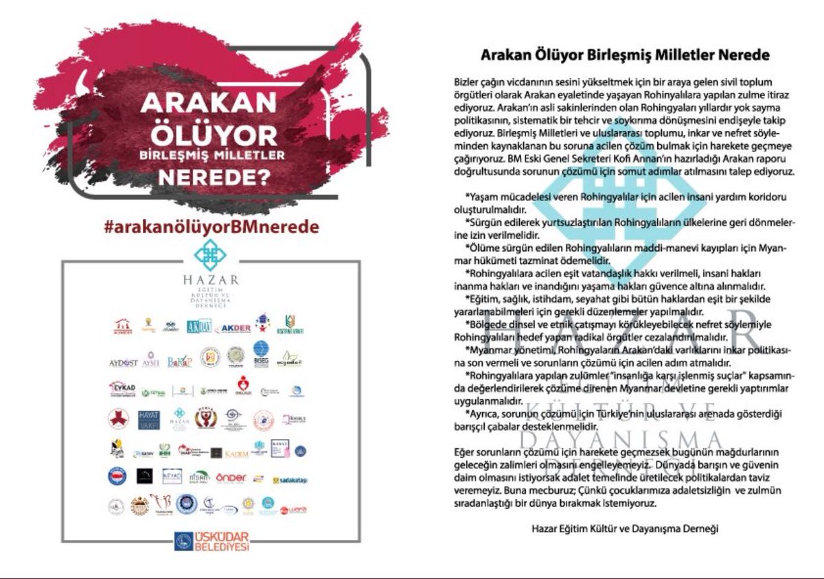 NeyadVakfi's tweet photo. #arakanölüyorBMnerede? Twitter TT Kampanyasını tüm dünyanın görebilmesi için desteklerinizi bekliyoruz
5 Ekim Perşembe Saat 21.00-22.00 https://t.co/5ehgPwAqQW
