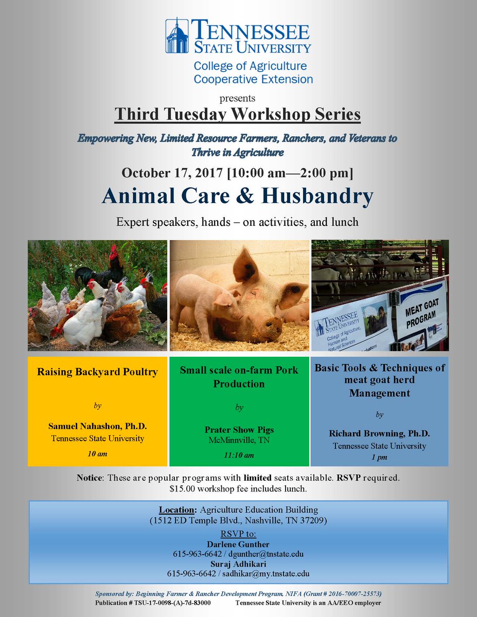 TSUCollegeofAG's tweet image. Register now for another fantastic #farmersworkshop @TSUCollegeofAG @TSUResearch @TSUAppliedGIS @TSUBioenergy