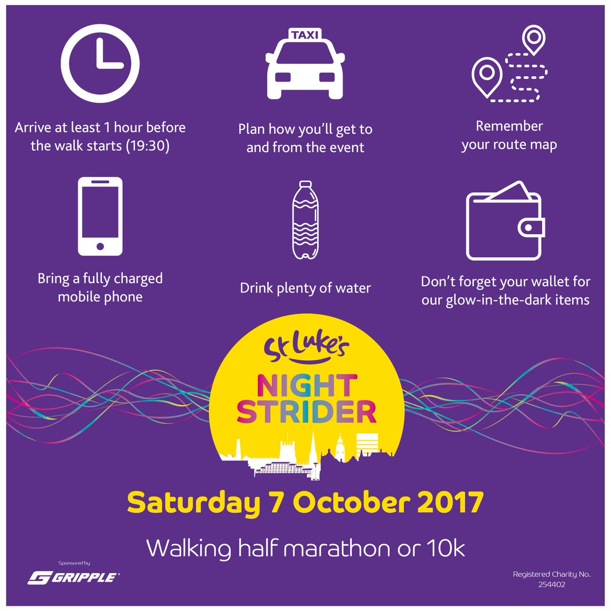 StLukes_Sheff's tweet image. There’s light on the horizon as Night Strider approaches. With just 2 days to go, here's some tips for on the night! bit.ly/2uUo2Bi