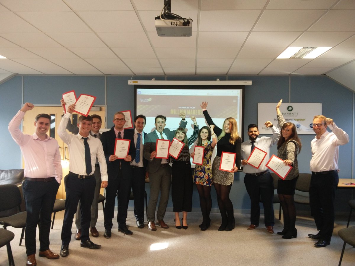 Today <a href="/BarrattGrads/">Barratt Graduates</a> completed their #MillionMakers journey! Well done <a href="/GoldenBricksMM/">Golden Bricks</a> !! You all rock... Thank you from us @PrincesTrust