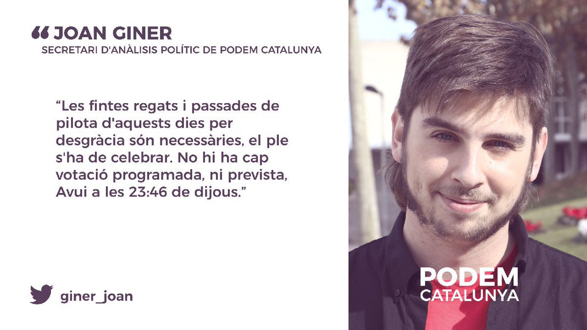 podem_cat's tweet photo. "El ple s'ha de celebrar tot i les fintes regats i passades de pilota d'aquests dies. Encara no hi ha cap votació programada, ni prevista" https://t.co/oS7UrMwXMB