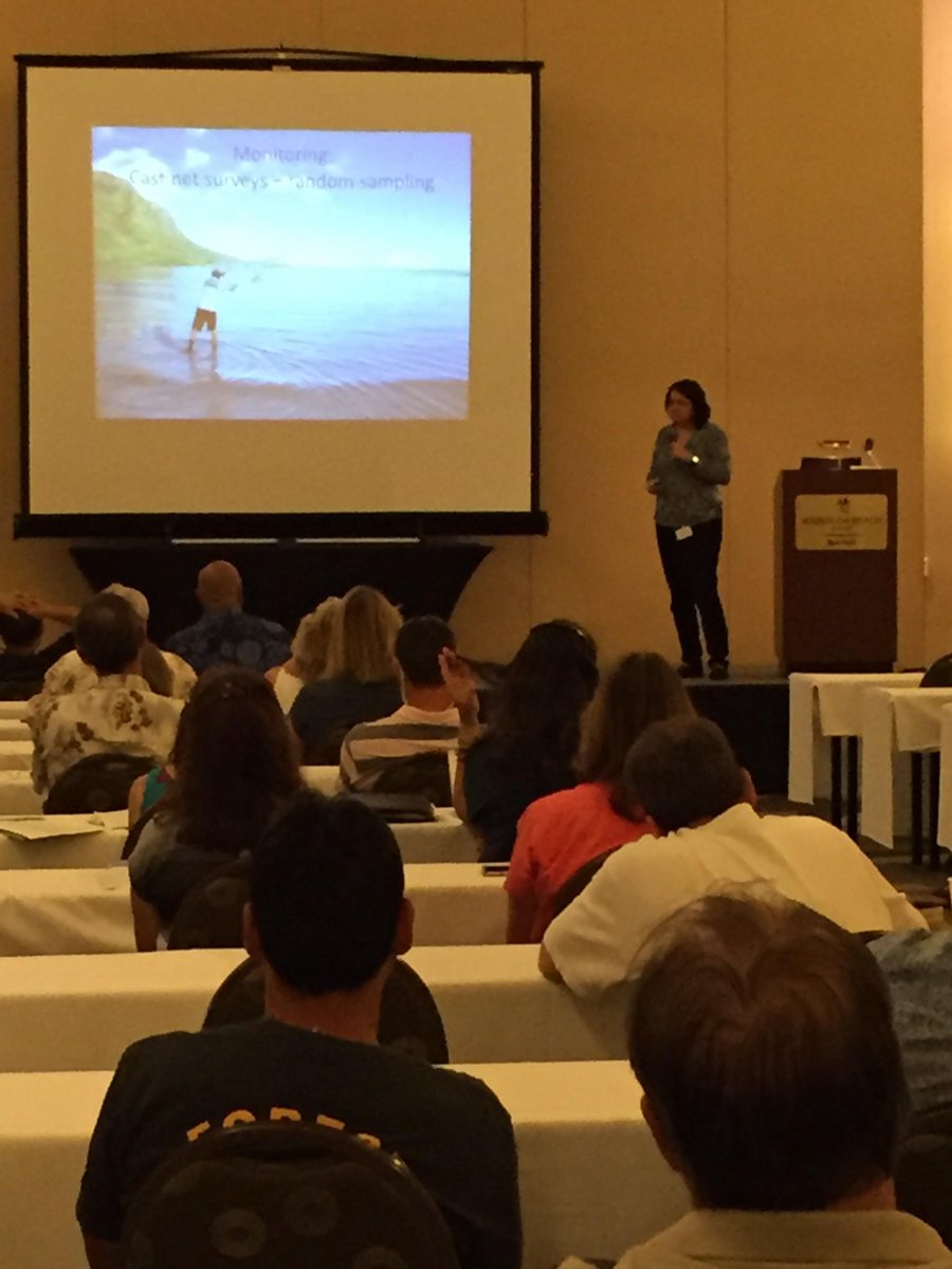 Kimberly Peyton of HI DAR presenting on estuaries &amp; how they function as juvenile fish habitats. #HITAI Learn more: dlnr.hawaii.gov/dar/