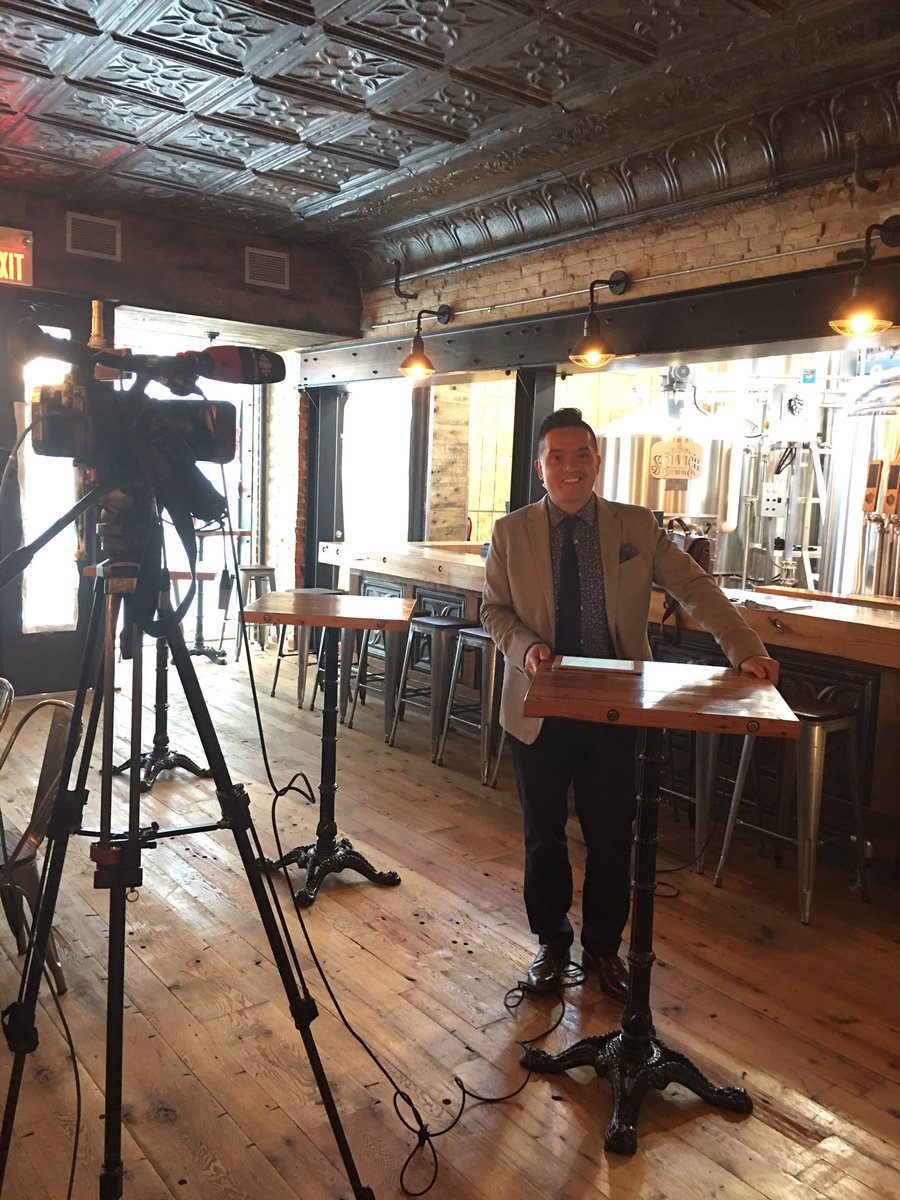 KaitieFraser's tweet photo. Soon to be LIVE from #SandwichTowne @CBCWindsor is bringing you the news tonight from @SandwichBrewing TUNE IN AT 6! @ArmsBumanlag is ready https://t.co/beMFjSvVMo