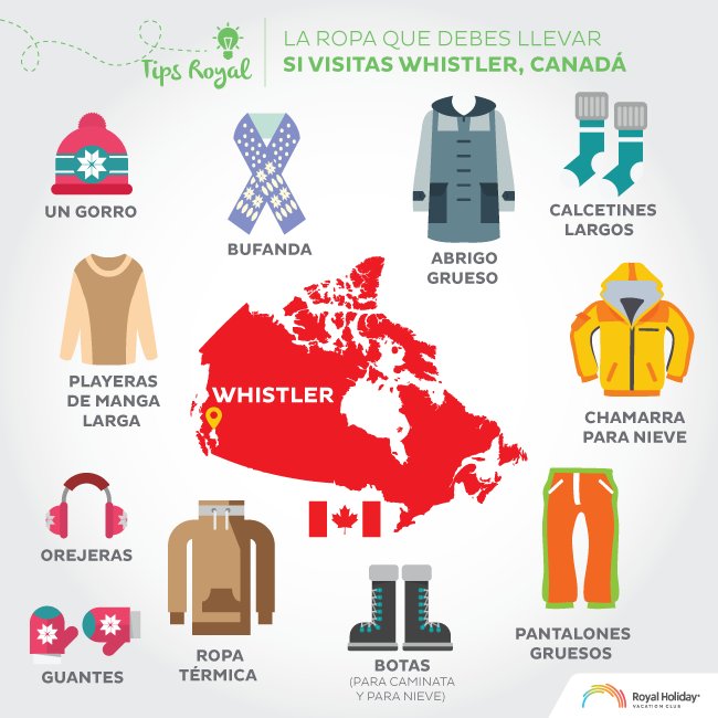 RoyalHolidayEs's tweet photo. #TipsRoyal 🍁 Estas son nuestras recomendaciones de vestimenta, si estas próximo a visitar #Whistler. 🏔 #Canadá https://t.co/wdFjDj6Koi https://t.co/2Q6JTIu0Yj