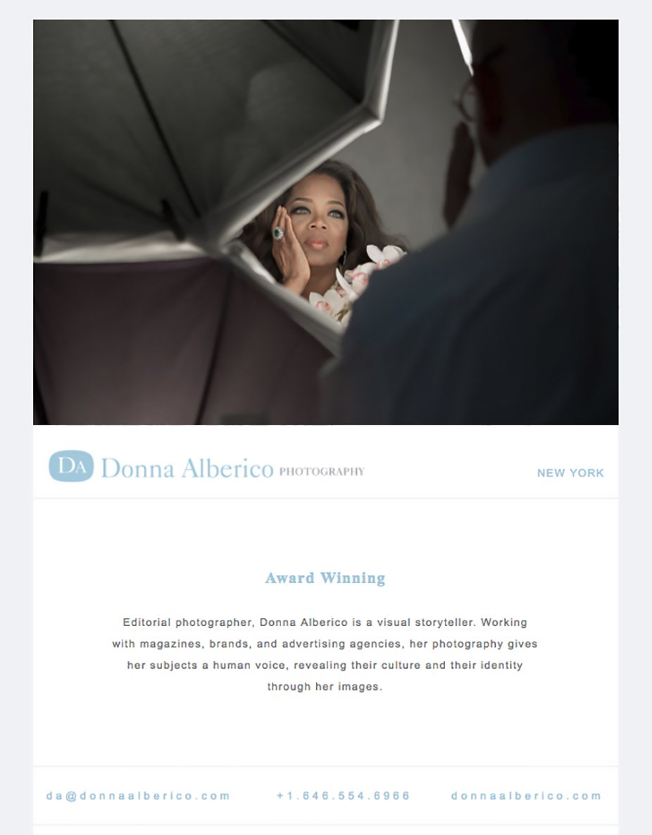 New site up and running, emailers sent out. 
Next are the printed promos. 
Click on link to check out all the new Oprah work.
donnaalberico.com/BRAND-STORIES/…