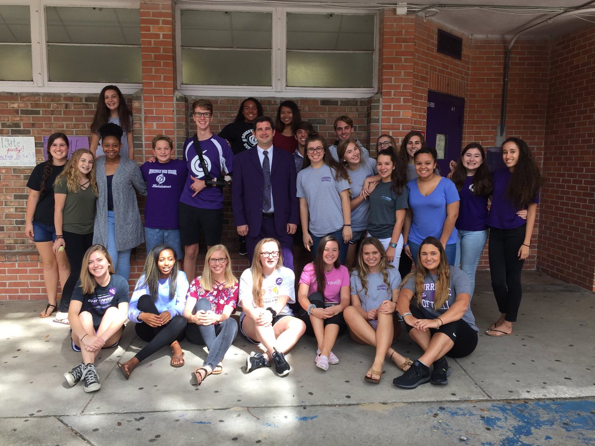 What kind of principal wears a purple suit on the day of a big game?  One who really loves GHS and its amazing students.  Go Canes!