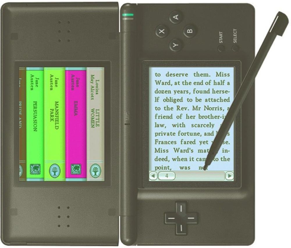 wcmikesell's tweet photo. Half the fun of #RamsReadIt is deciding between paper, iPad, or going really old school and reading on my DS. Hooray for October 20th. https://t.co/0PsXh6rAiV