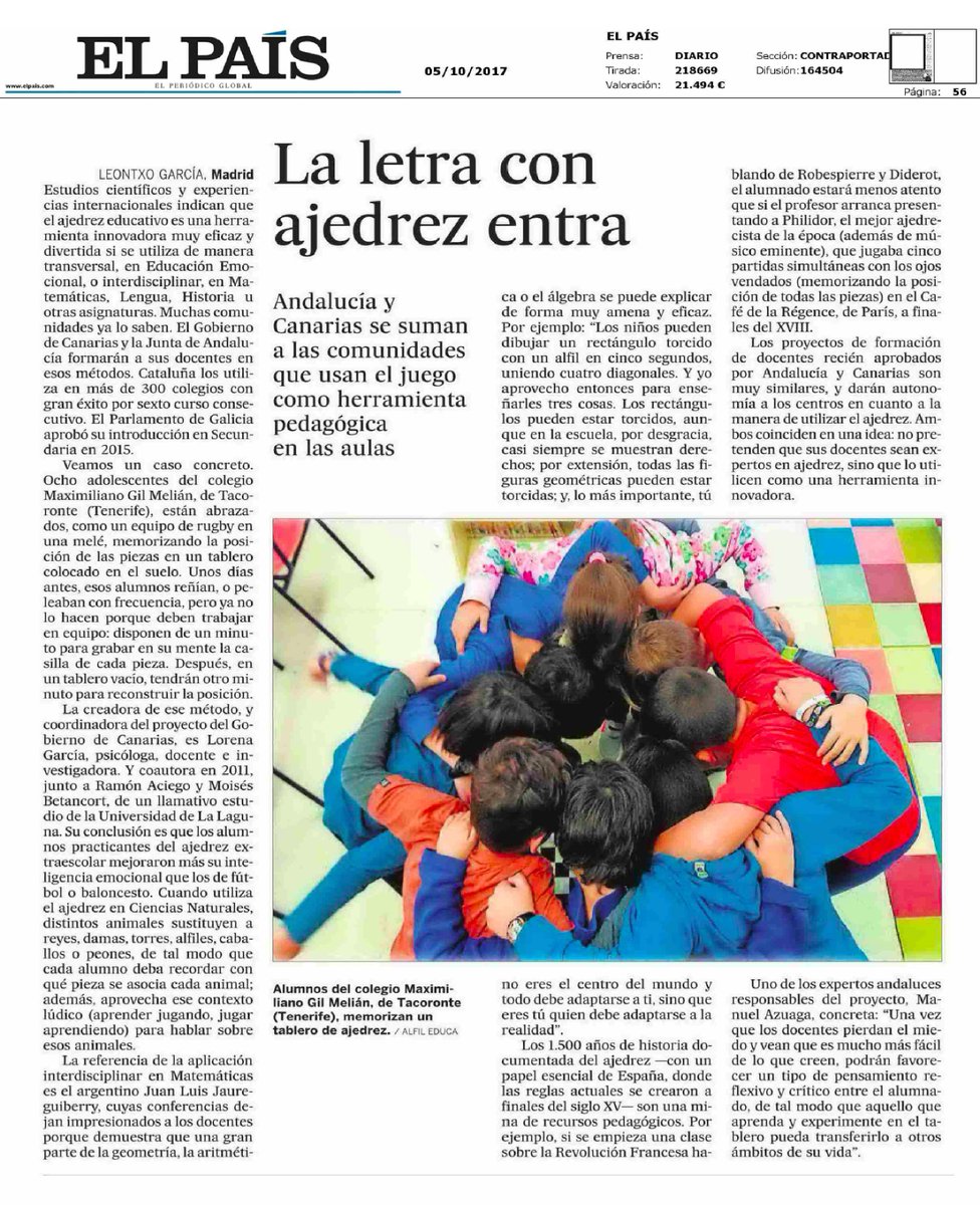 ajedrez_sevilla's tweet photo. LA LETRA CON AJEDREZ ENTRA 
Magnífico artículo por @leontxogarcia 
#educacion #pedagogia #Ajedrez 
https://t.co/Ai6pZuCINb https://t.co/w0P1RbPbMP