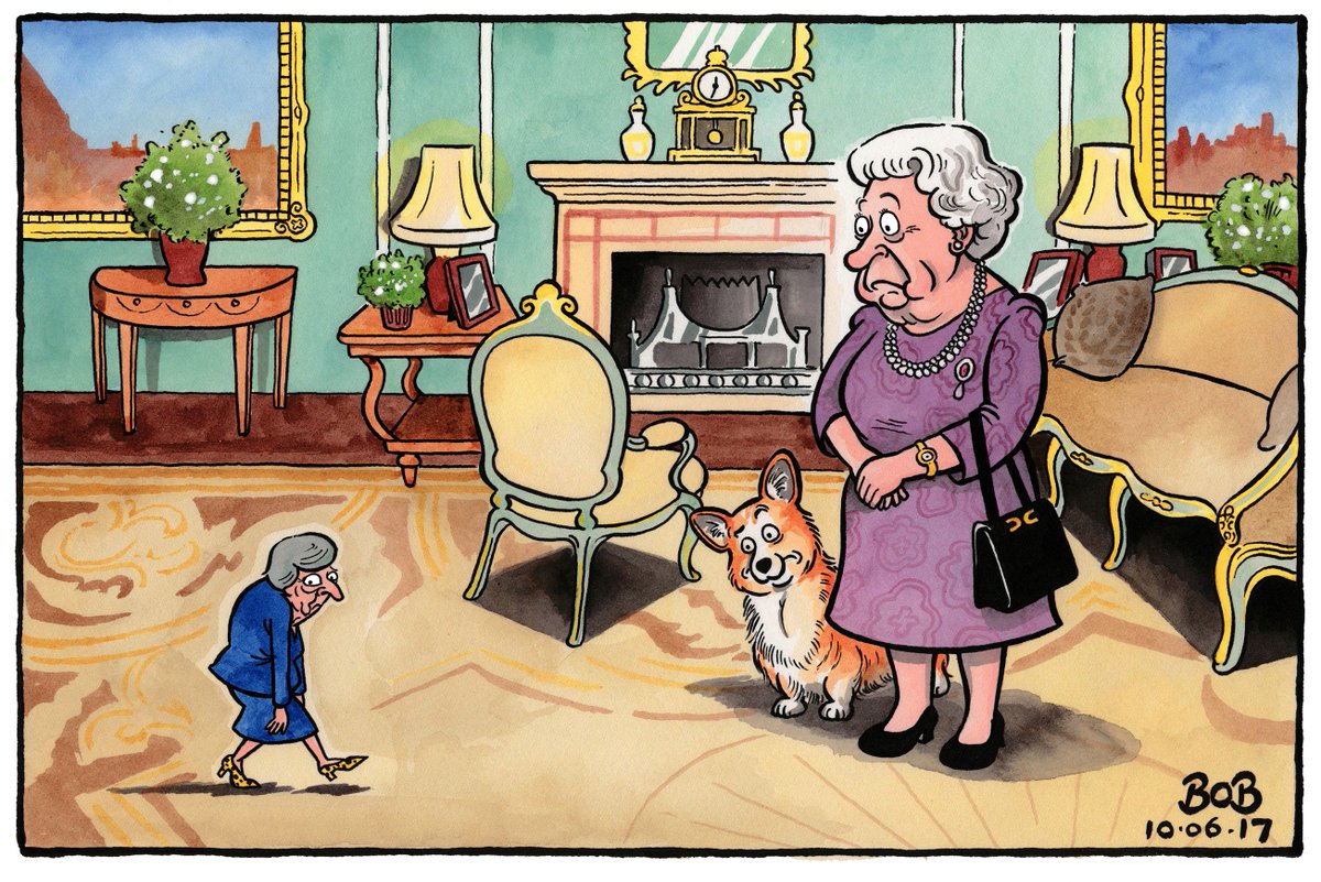 bobscartoons's tweet image. I did a quick edit of my post-election May meets The Queen for a post-conference May meets The Queen...
#CPC17 #TheresaMayspeech