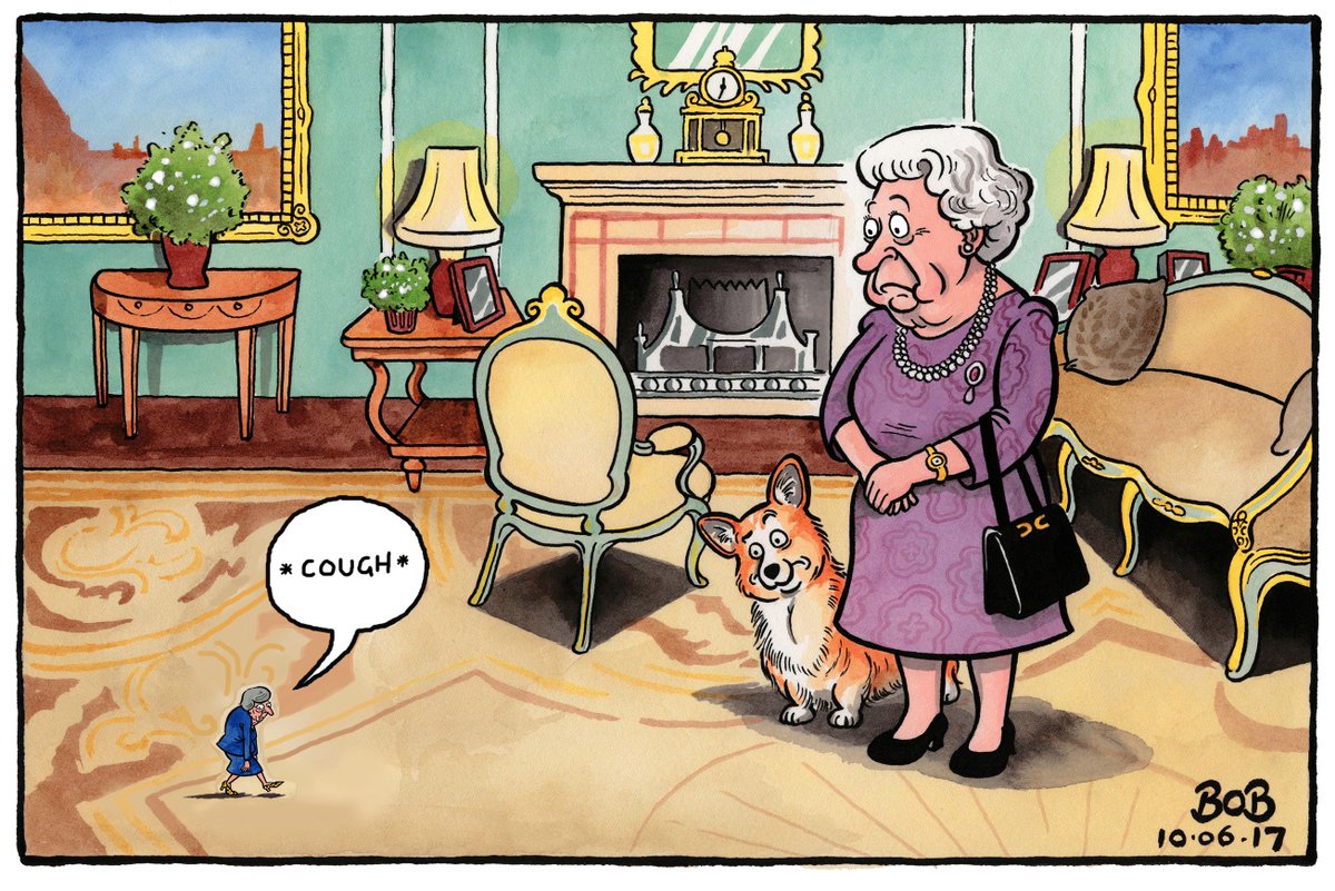 bobscartoons's tweet image. I did a quick edit of my post-election May meets The Queen for a post-conference May meets The Queen...
#CPC17 #TheresaMayspeech