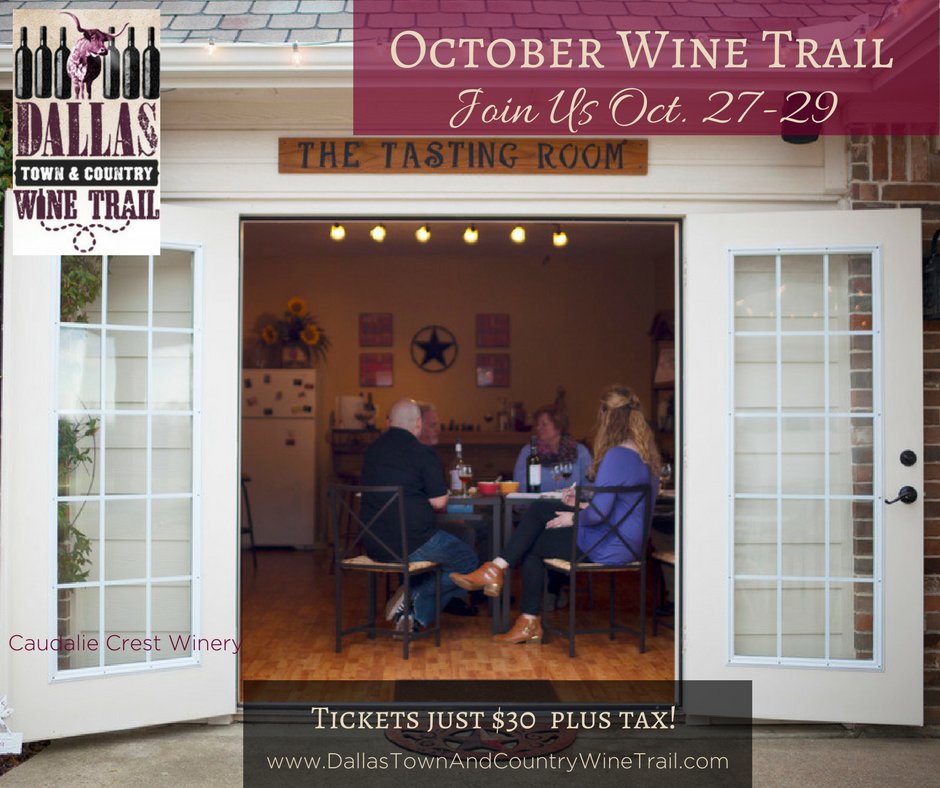 DallasTCWineTrl's tweet photo. Caudalie Crest Winery is just one of our 8 stops on the Oct. Wine Trail! Get your tickets today! https://t.co/V5s499rVpi #Wine #Event https://t.co/8cCH4x4k5m