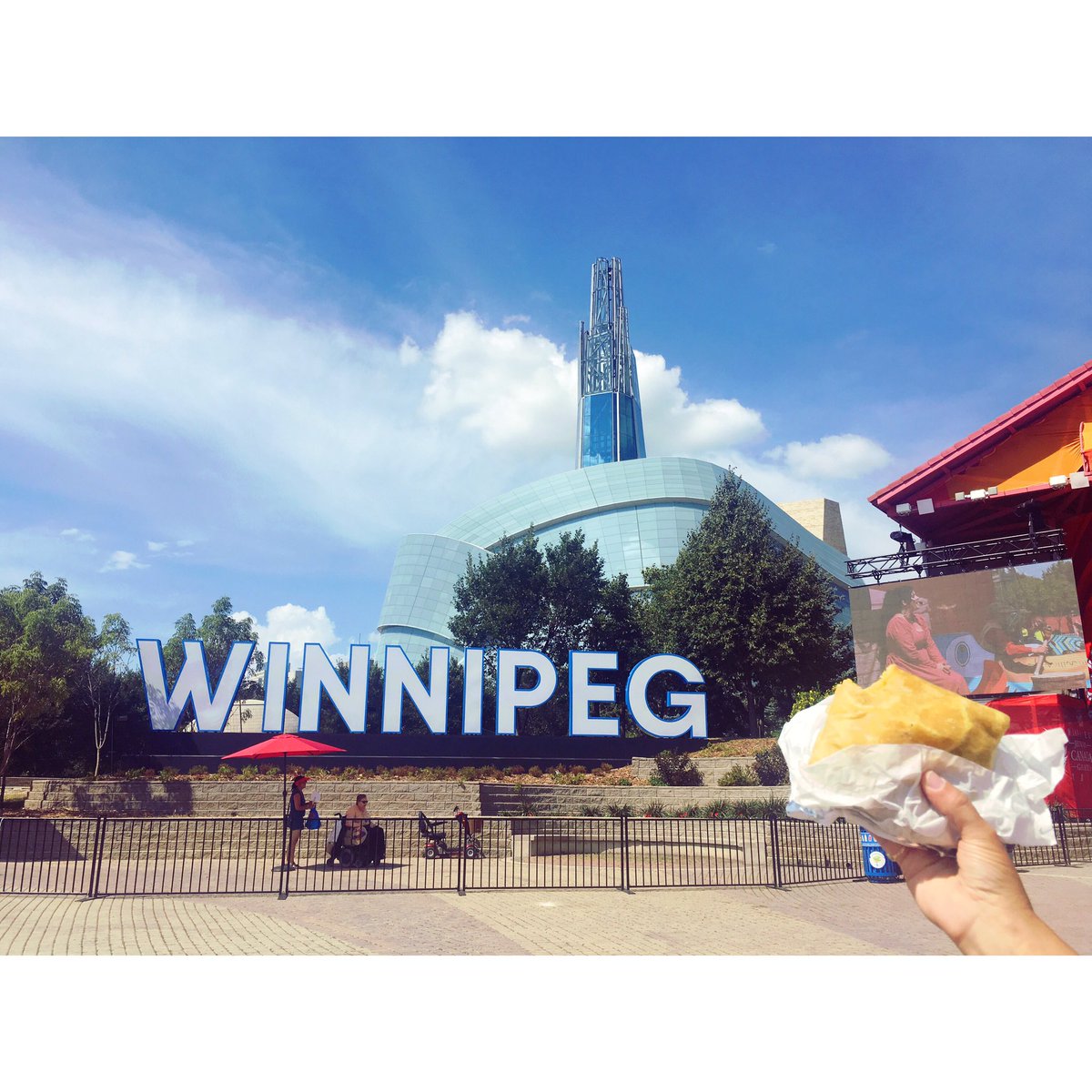 BindysCaribbean's tweet photo. #tbt to hot summer days and a #Bindys roti in hand! #Winnipeg #TheForks #BindysCaribbean #iwantabindyroti https://t.co/BZ1XF4h10S