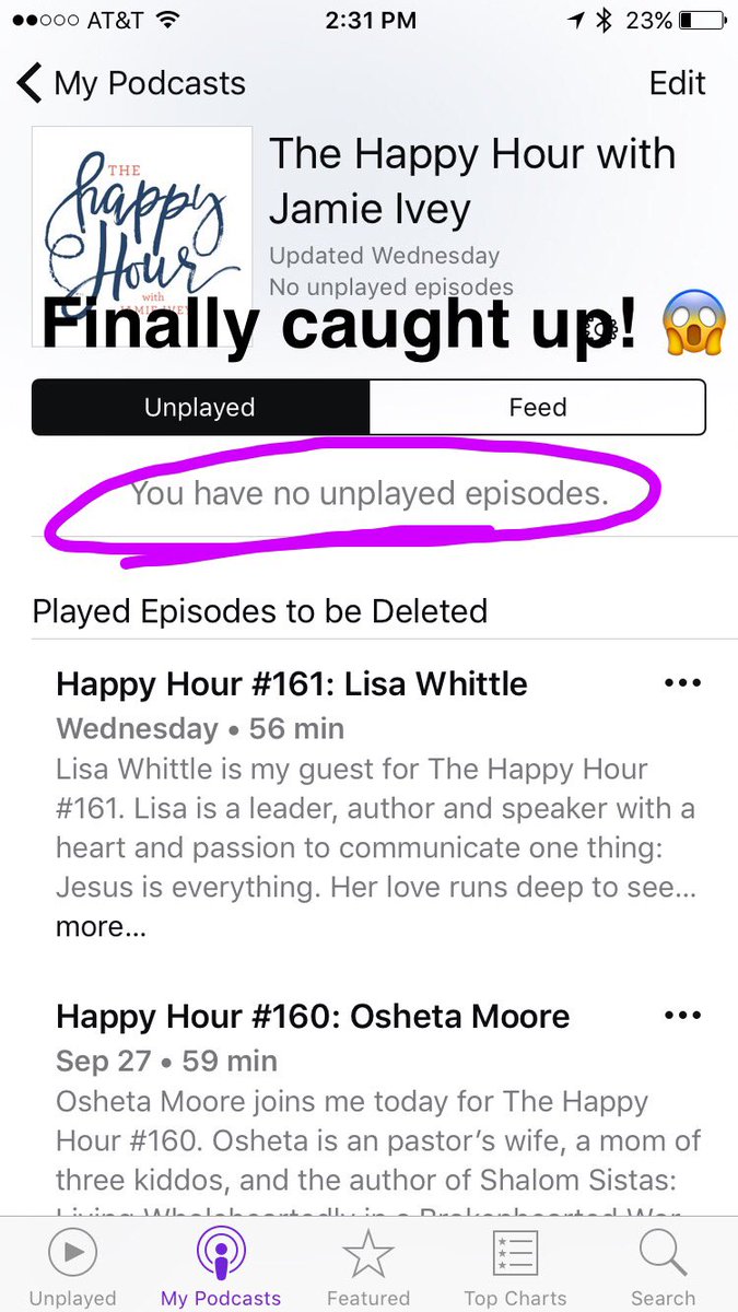 rmjoslin31's tweet photo. @jamie_ivey FINALLY I'm up to date on the podcast. And now I'm like "I have to wait till next week??" 😂 #thehappyhourpodcast https://t.co/kMthXUhTKF