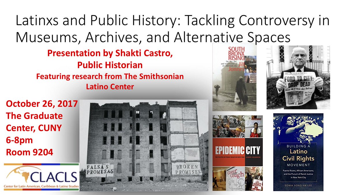 MedeaCulpa's tweet photo. Come see me discuss my @SLC_Latino summer research @CLACLS on #publichistory, #latinxstudies, and #harmreduction https://t.co/MlAqKoVkZK