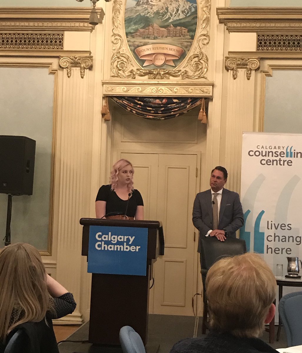 YYC_counselling's tweet photo. “She’s the strongest person I know” - @KellyHrudey introducing his daughter Kaitlin @imhrude as she discusses her journey after being diagnosed with OCD. #NDSD2017 https://t.co/EqWHErzcBa