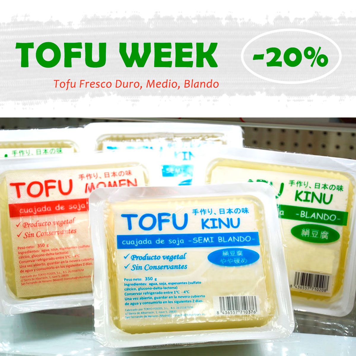 tokyoya_es's tweet photo. ¡¡Esta semana es la #Tofuweek en @tokyoya_es!! 🤗 Ven a las tiendas de #Madrid y #Barcelona y llévate un 2⃣0⃣% de #descuento en #tofu fresco😉 https://t.co/Pr4QjJTdlr