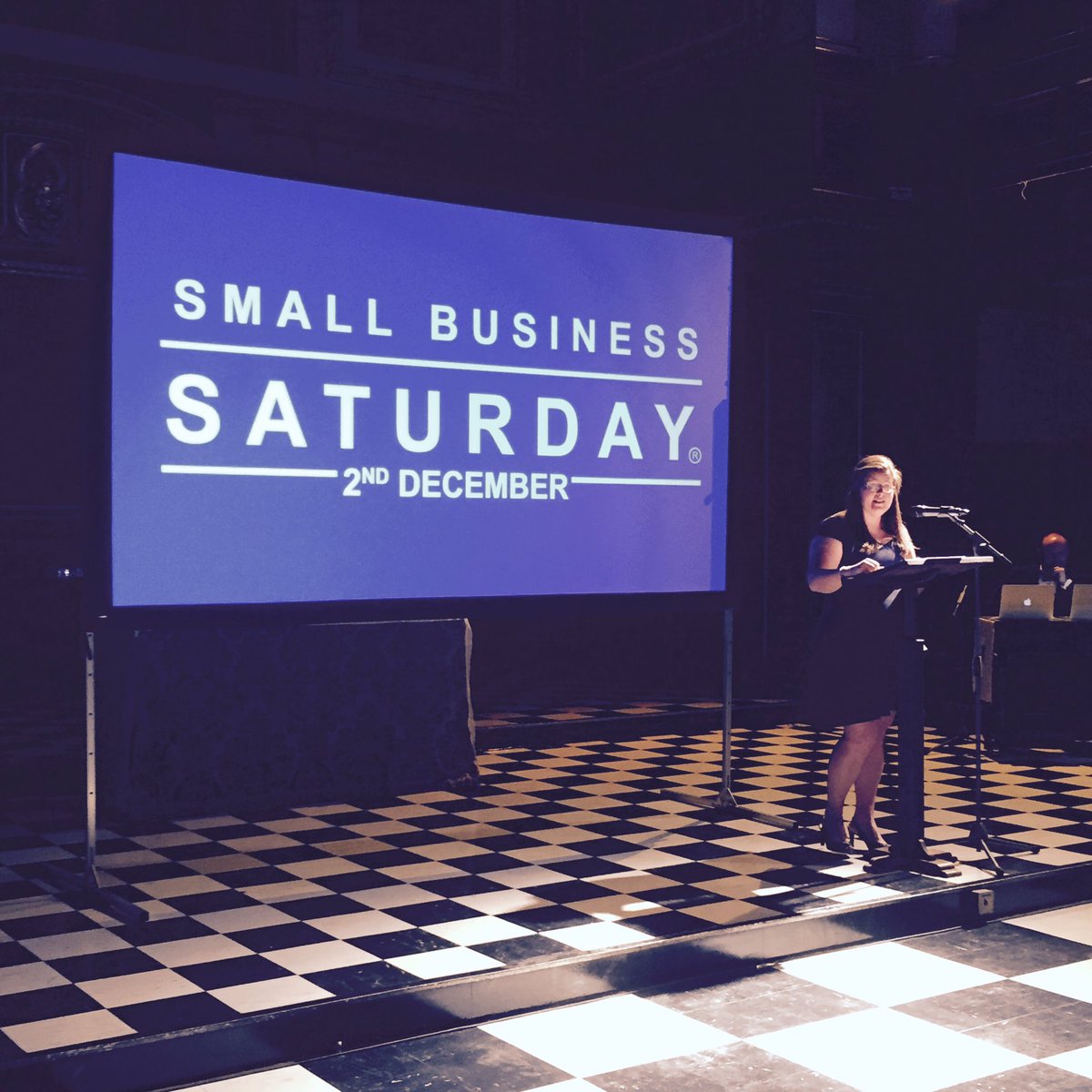 fsb_policy's tweet photo. 'When small businesses succeed, communities succeed', says @MichOvens from @SmallBizSatUK as she takes the stand at the #bluetie event https://t.co/TUeXYcvszZ