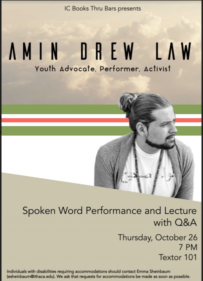 Save the Date: Poet/Activist Amin Drew Law Performance and Q&A 10/26 ichonors.com/2017/10/05/sav…