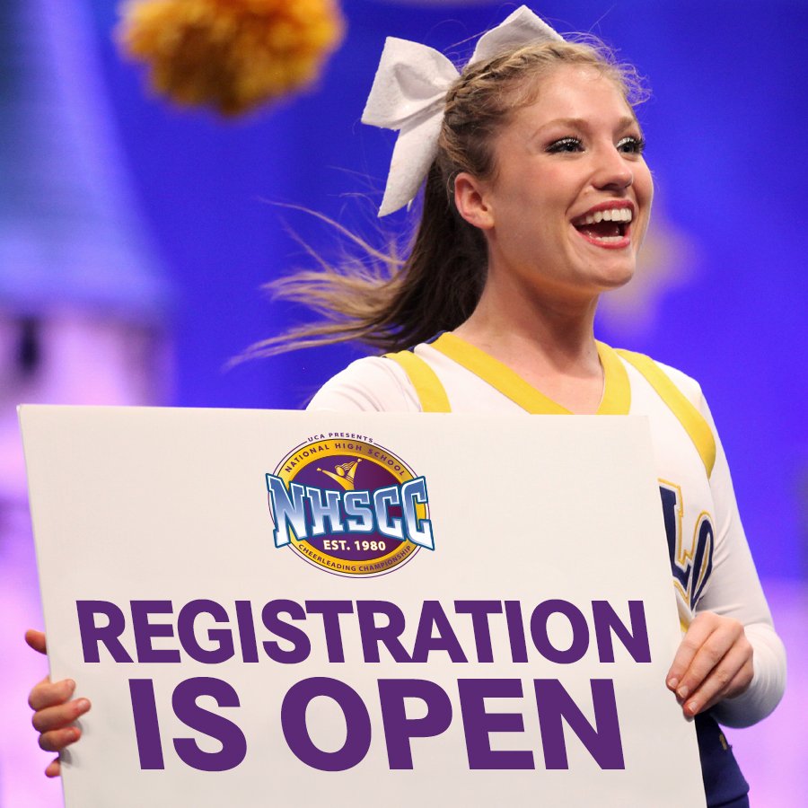 UCAupdates's tweet photo. UCA National High School Cheerleading Championship registration is OPEN! RT if your team is going to #UCAnationals! https://t.co/xNeTfc1K5y https://t.co/IJ9AxqCiIf