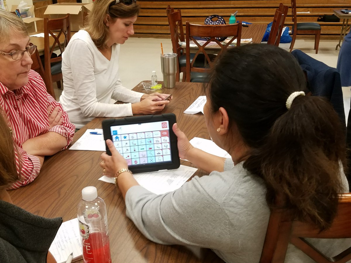 pgcpsAT's tweet photo. @pgcps CRI and Regional School teachers working with members of @pgcpsAT to learn all about #Clickercommunicator from @Cricksoft.  These educators are ready to implement just in time for #AACMonth ! https://t.co/DMdhHwr1JC