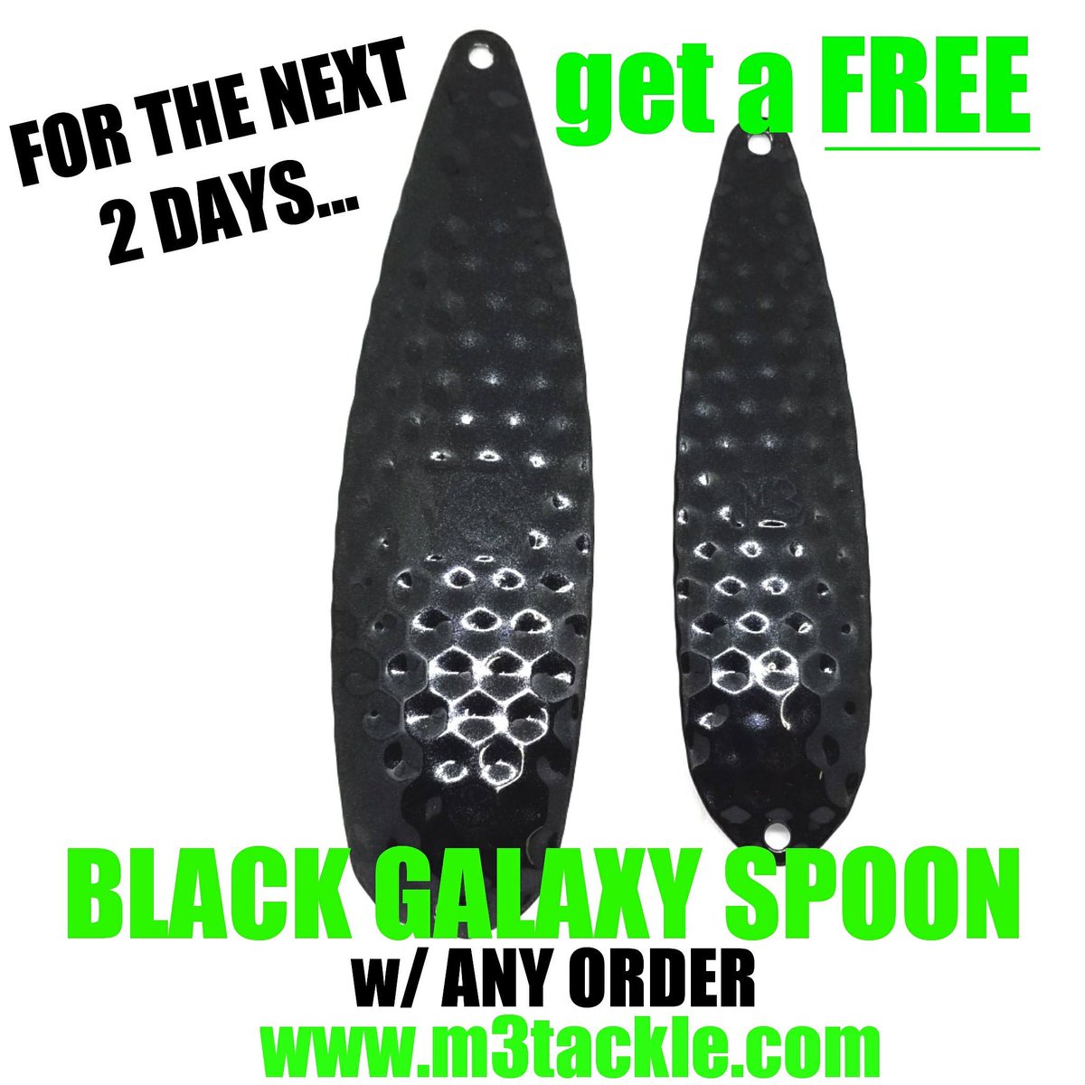 Official__PSG's tweet photo. SPECIAL ALERT! @m3tackle is giving away a free Black Galaxy Spoon with any order for the next TWO DAYS!  You can find them listed under "Fishing/Baits &amp; Lures" on our site, https://t.co/aVBG7LWlow.
#M3Tackle #fishing #giveaway #special #deal #fish #baits #lures #spoons https://t.co/hqR51VeVcK