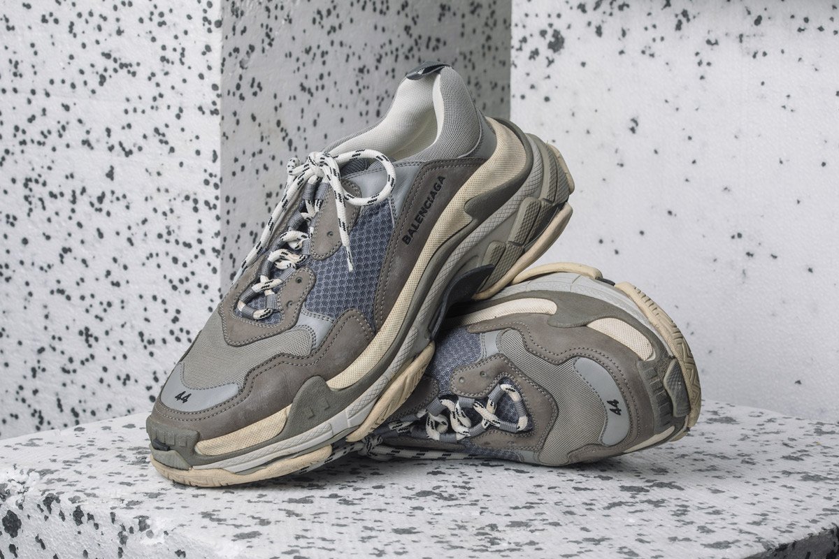 Balenciaga Controversial Triple S Sneaker Shown On The Foot