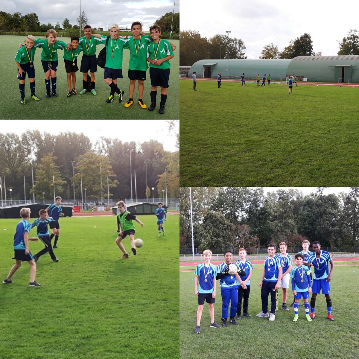 Veldvoetbaltoernooi georganiseerd voor de onderbouwklassen. Klas 2F heeft gewonnen in de poule van klas 2/3.
Sportklas 1T winnaars klas 1.