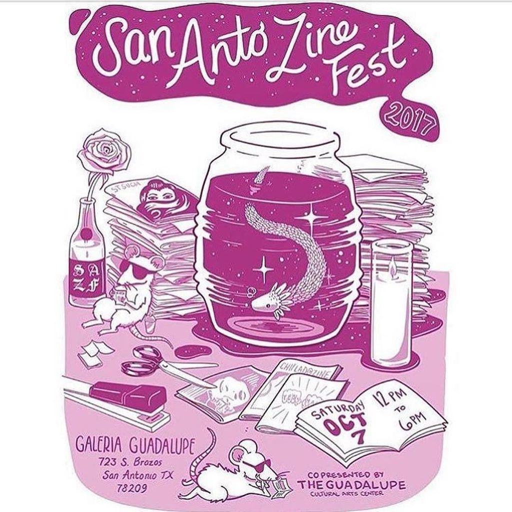 Chingozine's tweet photo. This Saturday we will at table 19! #Repost @soozgonzalez
・・・
The first ever San Anto Zine Fest is October 7th at the Guadalupe Cultural Art… https://t.co/8srCNVaVaj