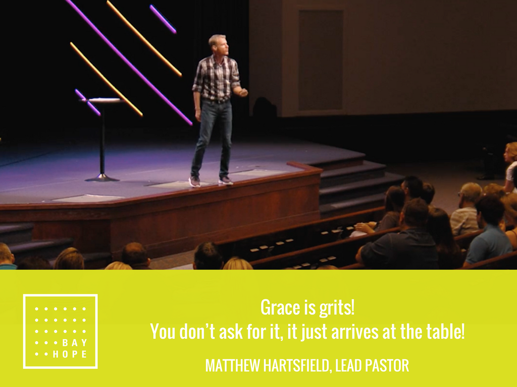 bayhopechurch's tweet photo. Grace is something that appears regardless of who we are. God's grace is like grits at a southern restaurant! #BayHopeChurch #MessageMemory https://t.co/YPQTkVLXJ9