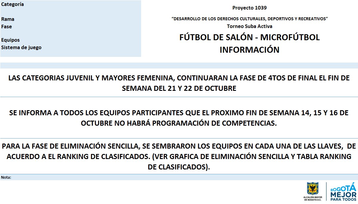 ProyectSuba245's tweet image. PROGRAMACION TORNEO SUBA ACTIVA FÚTBOL DE SALÓN⚽⚽