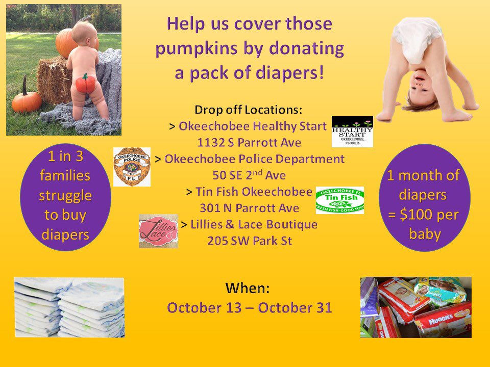 Cover that pumpkin Diaper Drive! October 13-31.