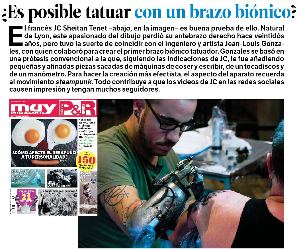 ydeopinion's tweet photo. RT TapasDeCiencia: ¿Es posible tatuar con un brazo biónico? Vía revista PREGUNTAS&amp;amp;RESPUESTAS de Muy Interesante. https://t.co/urlVOAKOY4