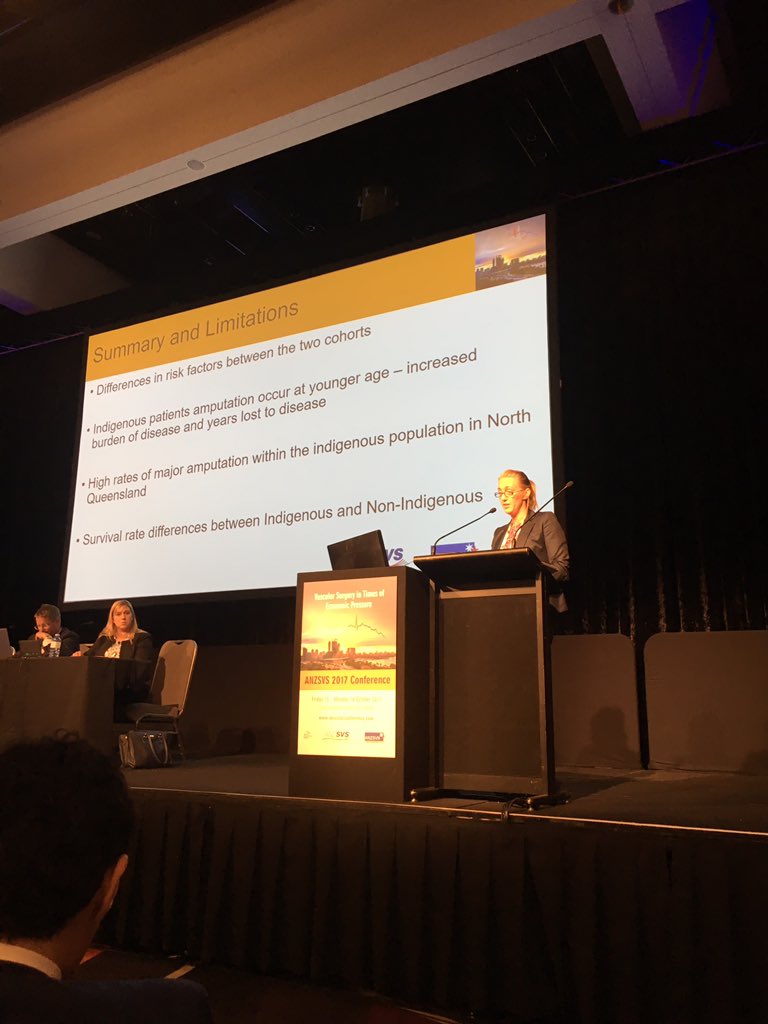 samijaykay's tweet photo. SPeden finds that young indigenous females have a high risk of amputation in Far North Queensland #ANZSVS17 #traineesession https://t.co/OJ6a6c0Mat