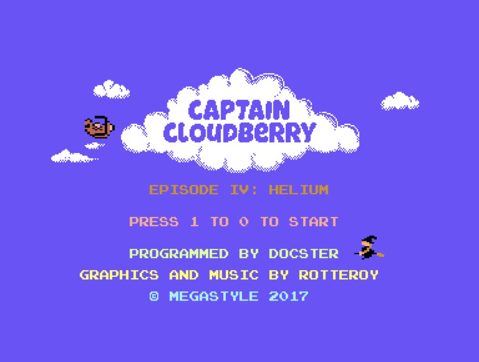 MrDocster's tweet photo. My second #c64 game is progressing greatly. Here is a preview of the game's mainmenu. #CaptainCloudberry #Megastyle https://t.co/vBuYPRo1wZ