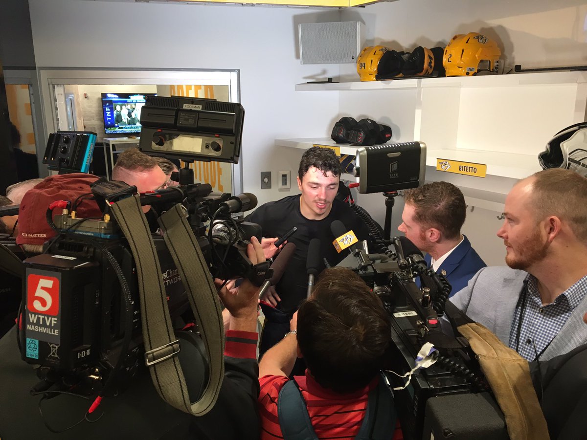 FDSN_Predators's tweet photo. #BigSammyG addressing the crowd of media! https://t.co/VkmRRMw3LZ