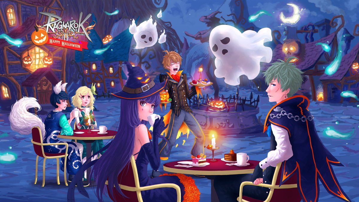 PlayRagnarok2's tweet photo. The Halloween spirit seems to be crashing this party. Thank you, Calme. Your artwork never fails to impress! https://t.co/JWUmaQgmog