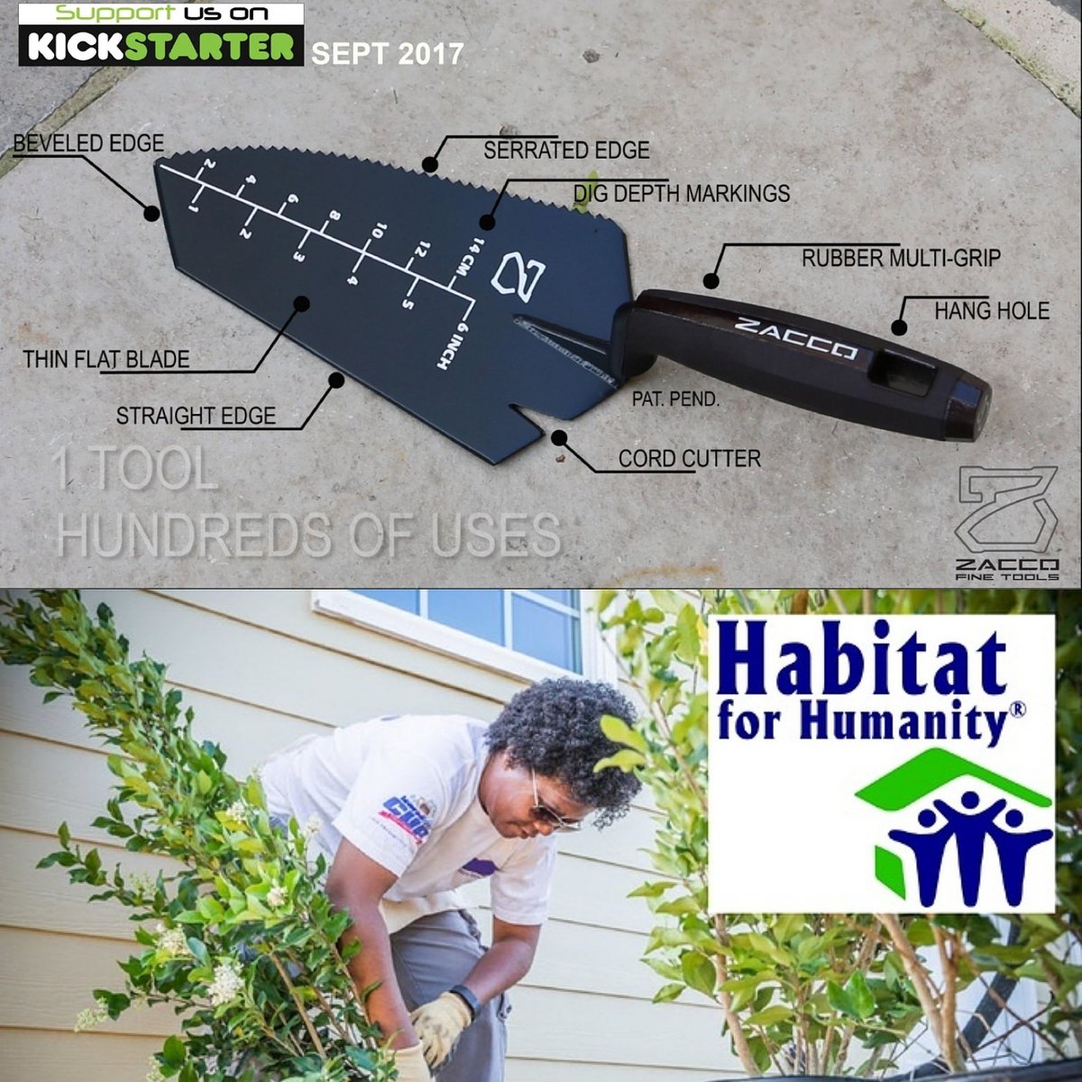 ZaccoTools's tweet photo. We are very proud to have selected HFH as a group to donate % of profits to once our project is successful. Too many natural disasters https://t.co/ftgasYVJRm