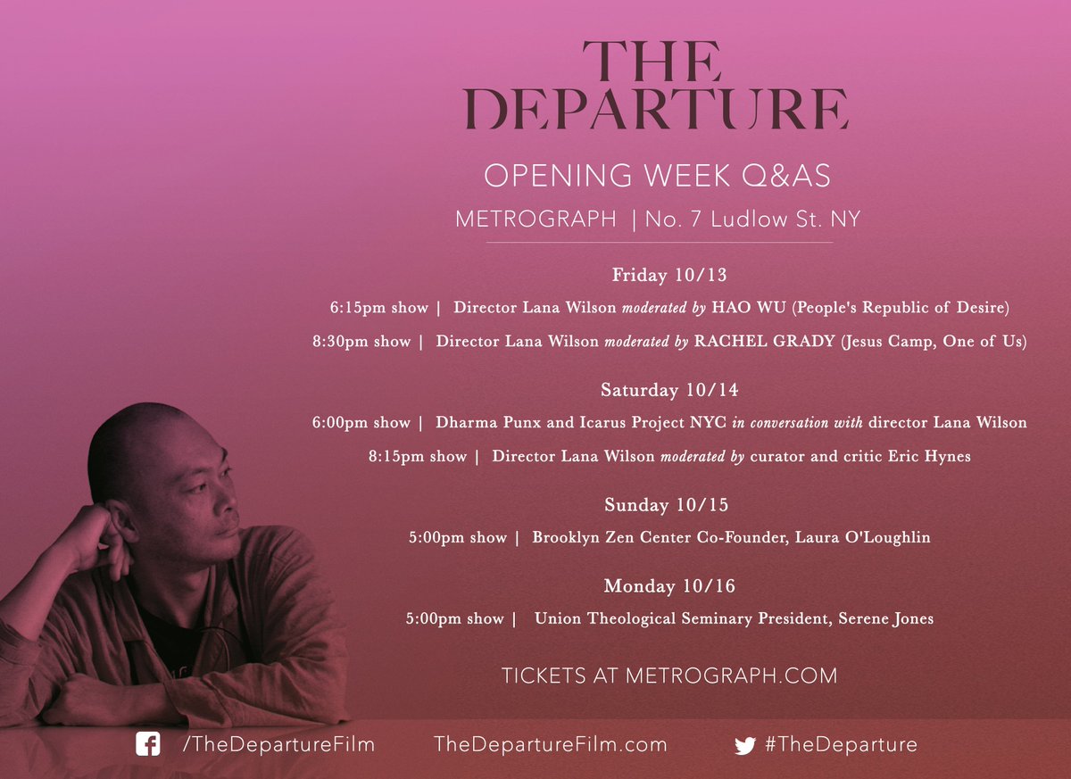 #TheDeparture opens at <a href="/MetrographNYC/">metrographnyc</a> TONIGHT! Don't miss Q&amp;As with director Lana Wilson + special guests. Tickets: bit.ly/2fsZnNF