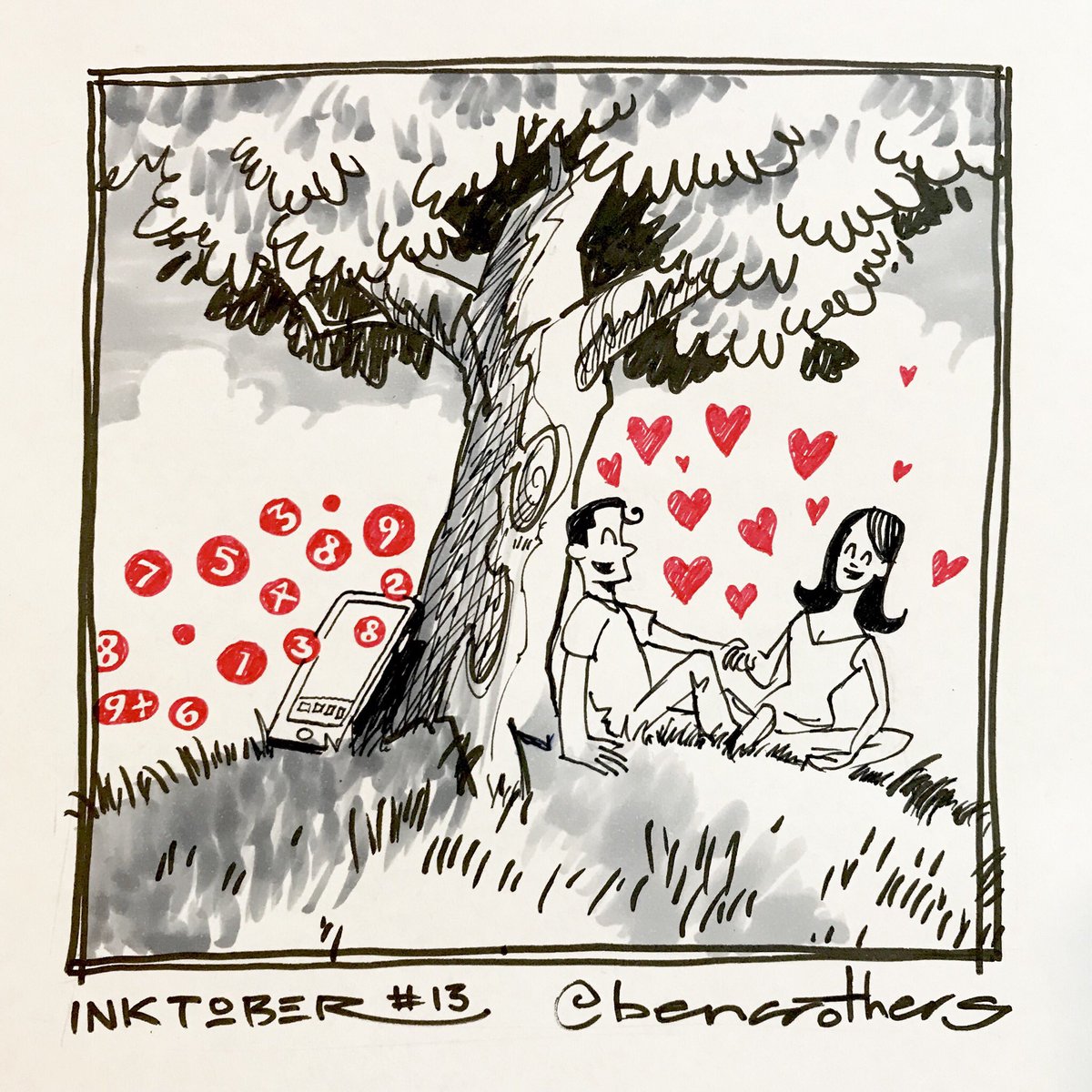 bencrothers's tweet photo. Our attention can be the most valuable thing we have to give others; turn off those TEEMING notifications 😉❤️ #inktober #inktober2017 https://t.co/W2Dt0pe424