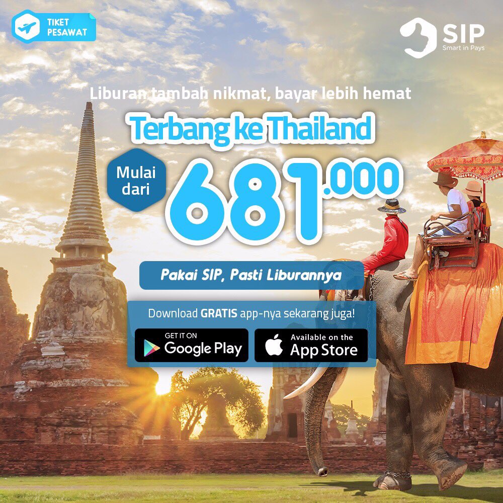 SmartInPays's tweet photo. Mau? Segera pesan tiketnya yuk! Download gratis #SIPApp sekarang juga di Google Play dan App Store. 
https://t.co/5JbWVJeYwd https://t.co/Mx4GHLpxlX