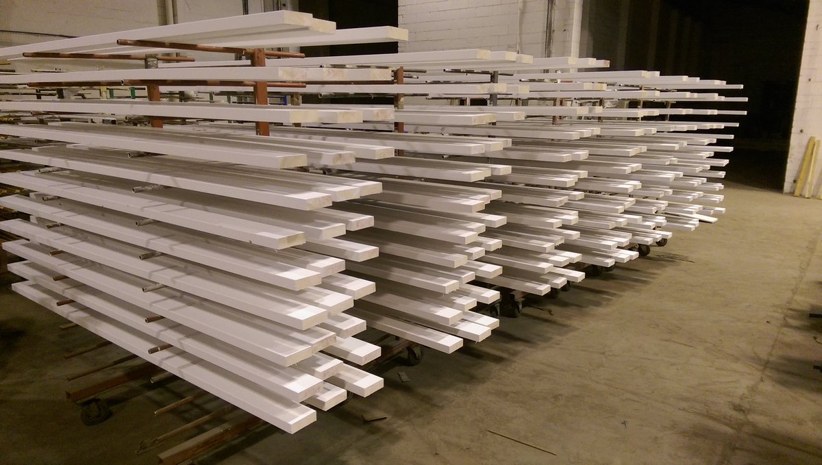 Quick change over from black to white primer and now 12000 meters of frames to apply primer. Ready for Monday. #priming #timber #doorlinings