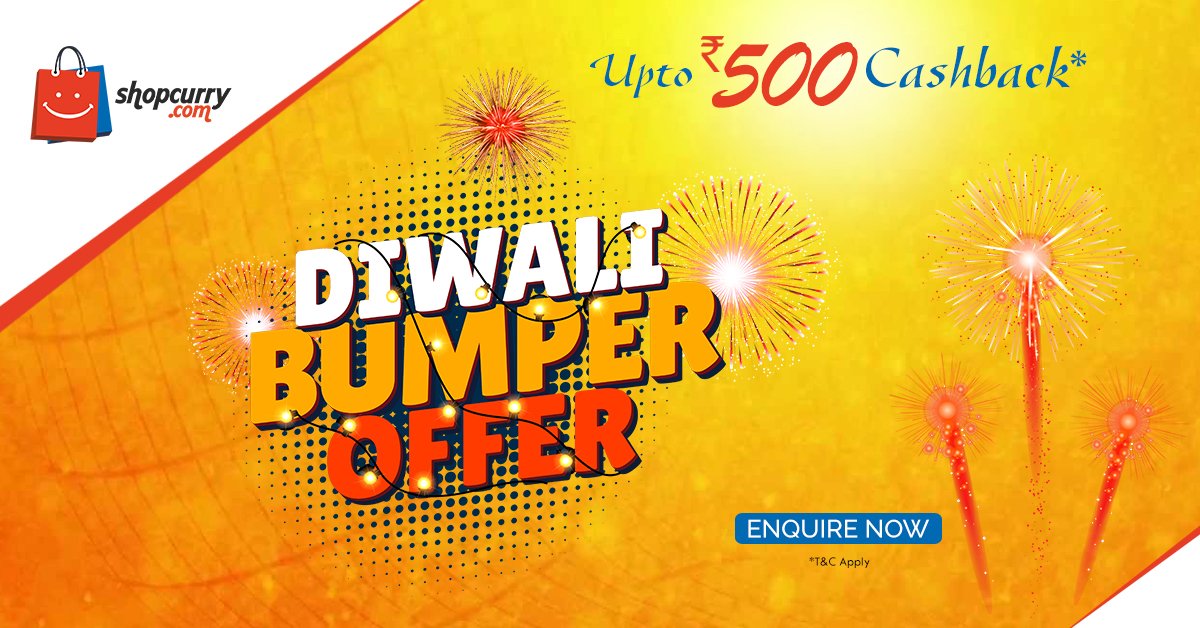 shopcurry's tweet photo. This #Diwali, get flat cashback of upto Rs.500* on any product on https://t.co/KtUN9ajf79. #Diwali2017 #DiwaliSpecial @WhatsUpNoida https://t.co/cOggDIwHUb