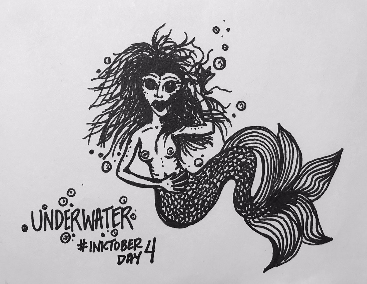 I will catch up! Only 8 days behind 🙄 #inktober #inktober2017 #underwater