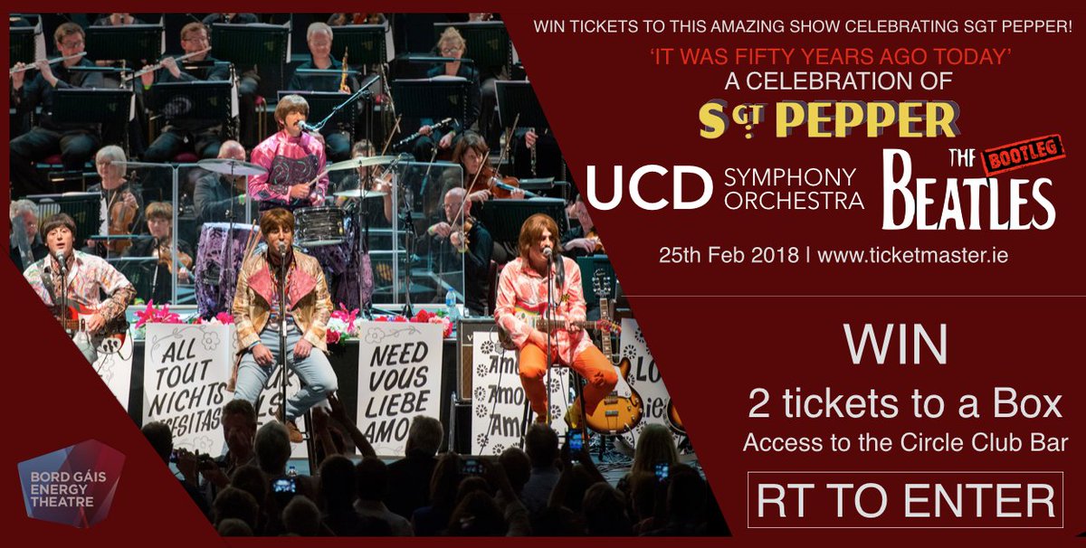 LiveBootleg's tweet image. RT to enter our comp. Winner announced next week. @BGETheatre @TicketmasterIre @UCDOrchestra #comp #win #tickets #FridayFeeling