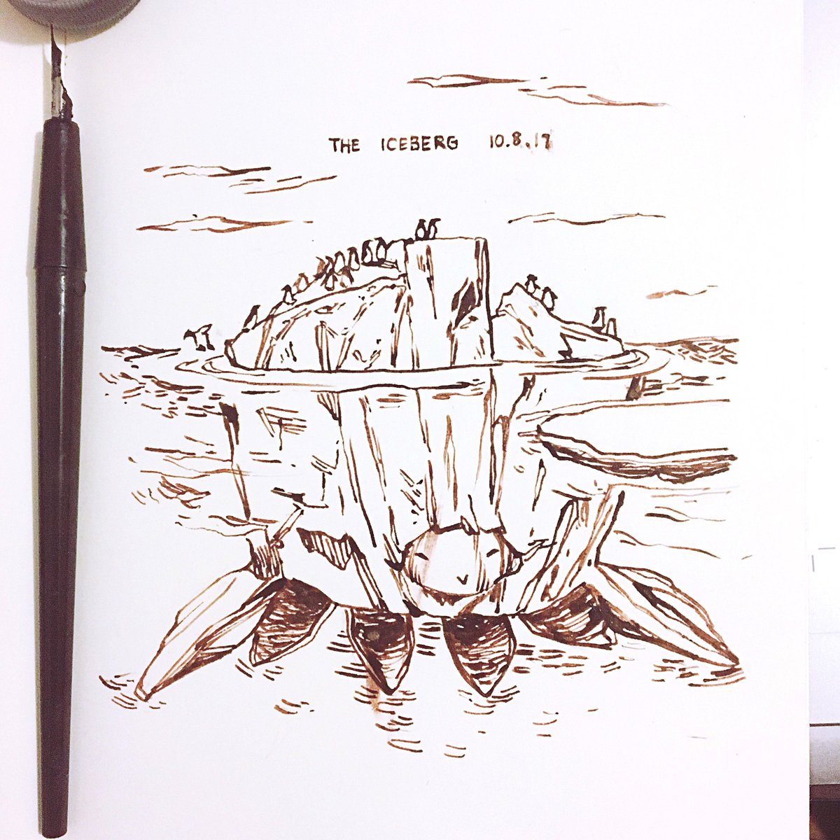 #inktober2017 Days 7-9! shadow, iceberg, gentleman 
