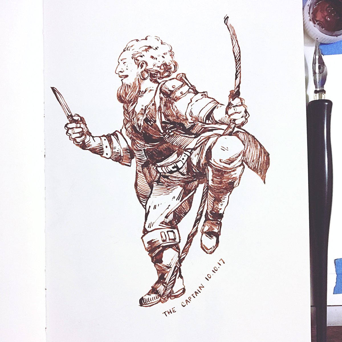 #inktober2017 Days 10-12~ captain, red woman, artist 