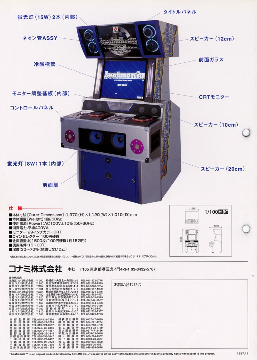 コナミ beat mania 3rd MIX ビートマニア 取扱説明書 beatmania 3rdMIX | KONAMI コナミアーケードゲーム製品・サービス情報